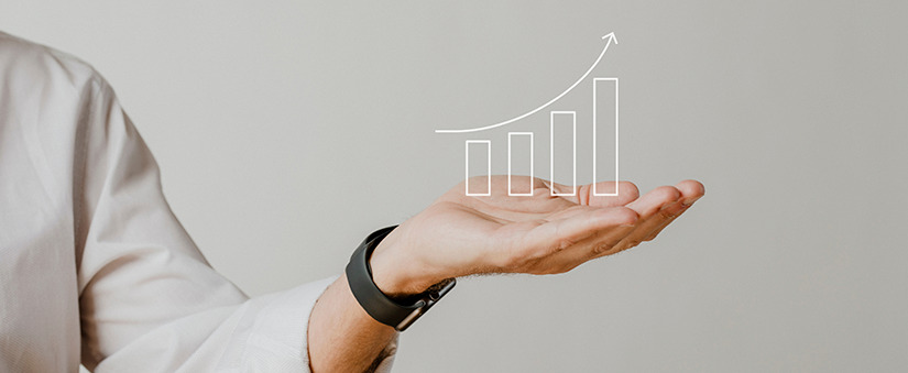 Script de vendas: mão mostra um gráfico crescente