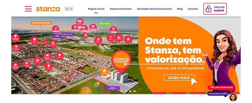 Stanza Print da home do site da Construtora Stanza.