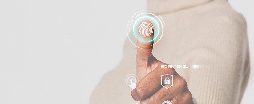 anonimização de dados anonimização de dados: cole num polegar tocando na tela e a digitalização da impressão digital