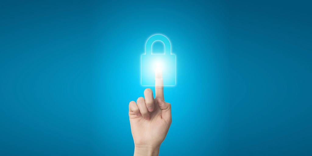 Termo de consentimento Termo de consentimento: uma mão no centro apontando para a ilustração de um cadeado.