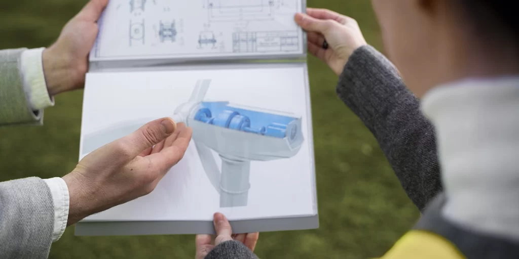 Documentação de terreno Documentação de terreno: imagem de mãos de duas pessoas segurando alguns papeis.